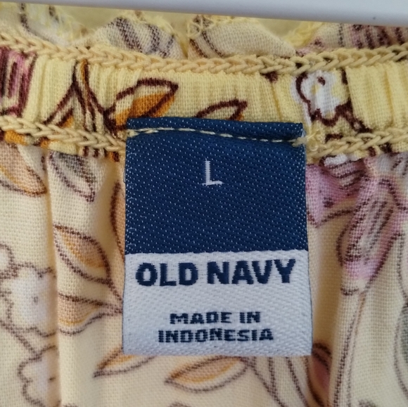 Old Navy Women's Yellow Floral Smocked Maxi Dress Short sleeve Size L - Picture 11 of 16